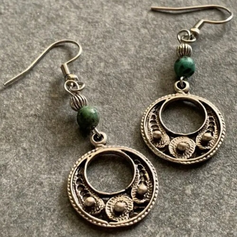 Bohemian Chic Hollowed Out Beaded Retro Ethnic Style Pendant Earrings